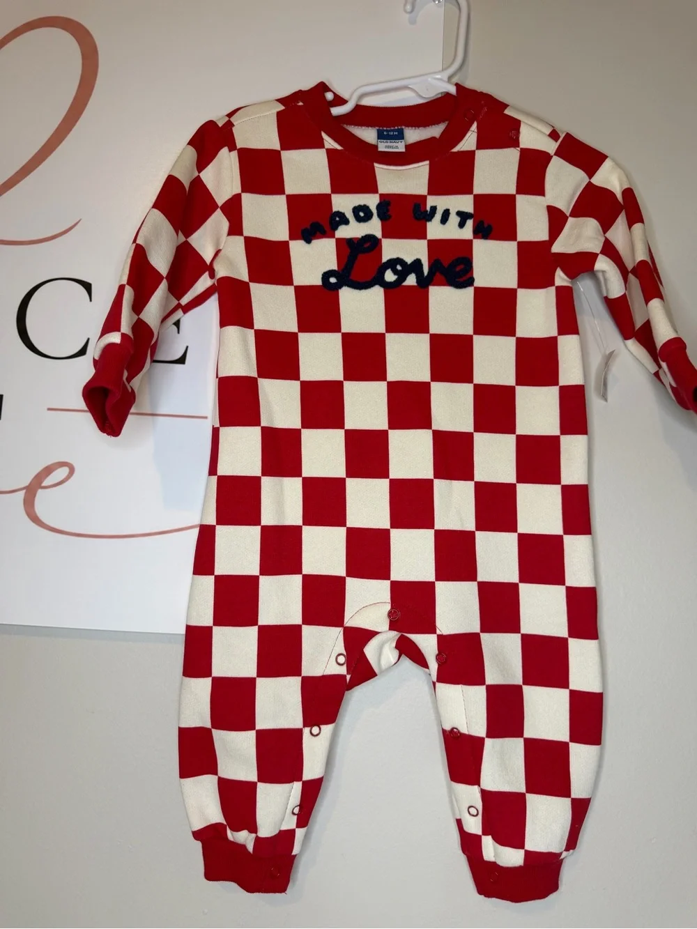 Old Navy Red & White Checker One-Piece Footie